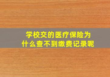 学校交的医疗保险为什么查不到缴费记录呢