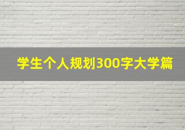 学生个人规划300字大学篇