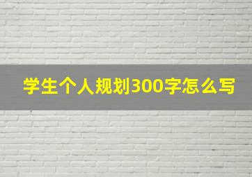 学生个人规划300字怎么写