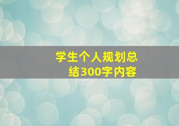 学生个人规划总结300字内容