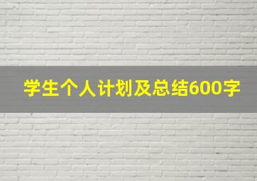 学生个人计划及总结600字