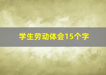 学生劳动体会15个字