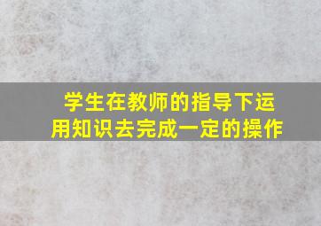 学生在教师的指导下运用知识去完成一定的操作