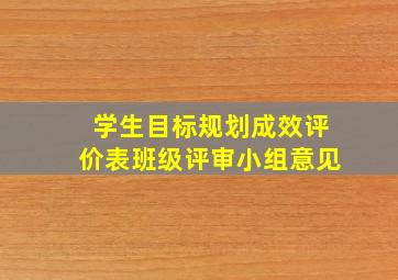 学生目标规划成效评价表班级评审小组意见