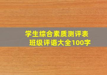 学生综合素质测评表班级评语大全100字