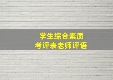 学生综合素质考评表老师评语