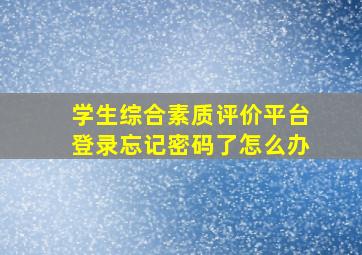 学生综合素质评价平台登录忘记密码了怎么办