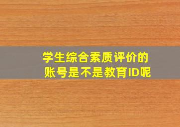 学生综合素质评价的账号是不是教育ID呢