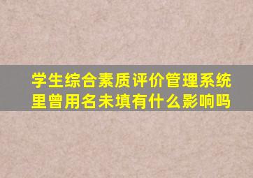 学生综合素质评价管理系统里曾用名未填有什么影响吗