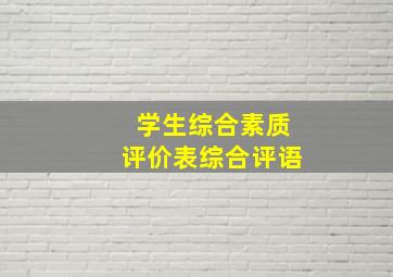 学生综合素质评价表综合评语