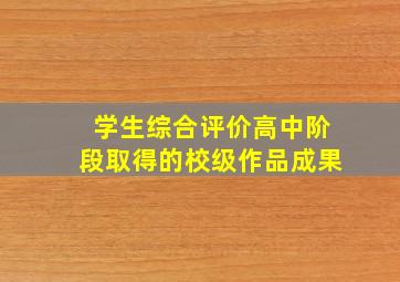 学生综合评价高中阶段取得的校级作品成果