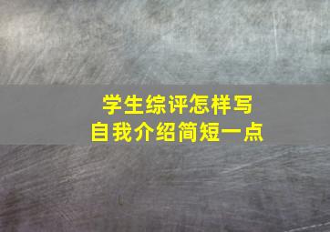 学生综评怎样写自我介绍简短一点