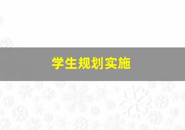 学生规划实施