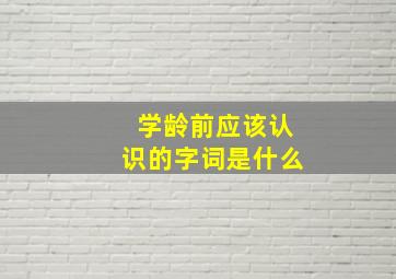 学龄前应该认识的字词是什么