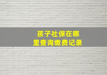 孩子社保在哪里查询缴费记录