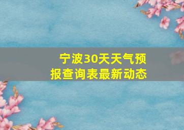 宁波30天天气预报查询表最新动态