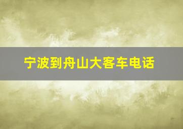 宁波到舟山大客车电话