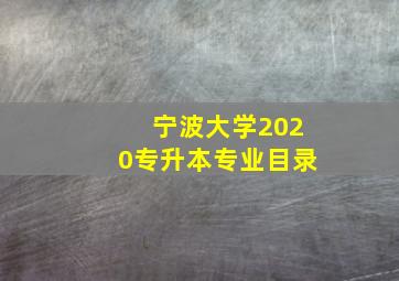 宁波大学2020专升本专业目录