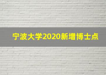 宁波大学2020新增博士点