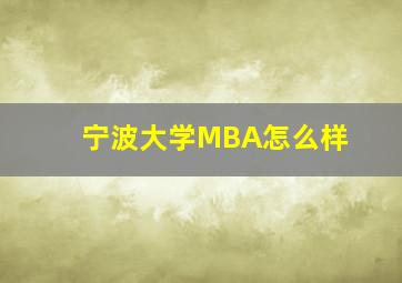 宁波大学MBA怎么样