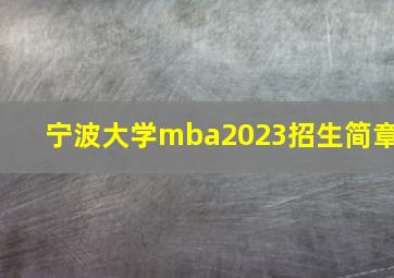 宁波大学mba2023招生简章