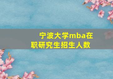 宁波大学mba在职研究生招生人数