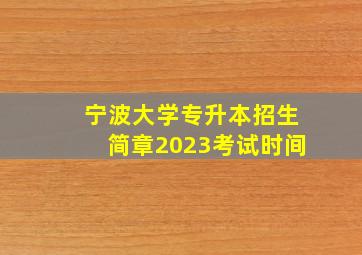 宁波大学专升本招生简章2023考试时间