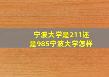 宁波大学是211还是985宁波大学怎样