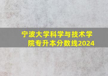 宁波大学科学与技术学院专升本分数线2024