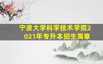 宁波大学科学技术学院2021年专升本招生简章