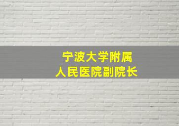 宁波大学附属人民医院副院长