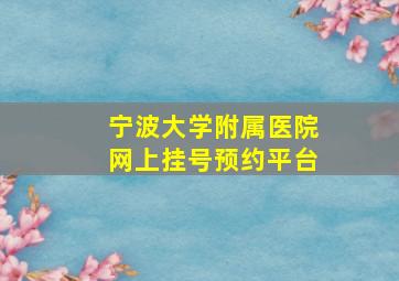 宁波大学附属医院网上挂号预约平台