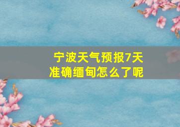 宁波天气预报7天准确缅甸怎么了呢