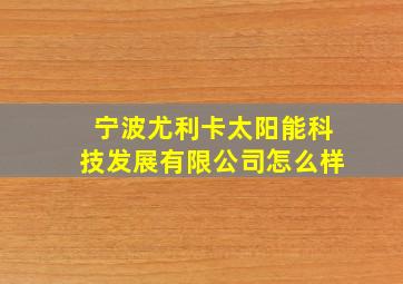 宁波尤利卡太阳能科技发展有限公司怎么样