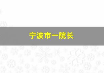 宁波市一院长