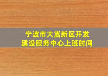 宁波市大嵩新区开发建设服务中心上班时间