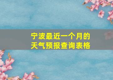 宁波最近一个月的天气预报查询表格