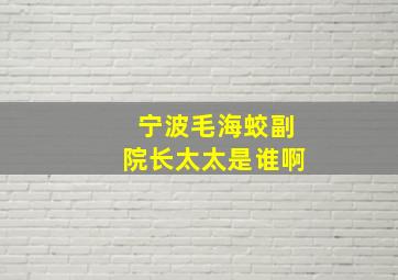 宁波毛海蛟副院长太太是谁啊