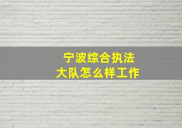 宁波综合执法大队怎么样工作