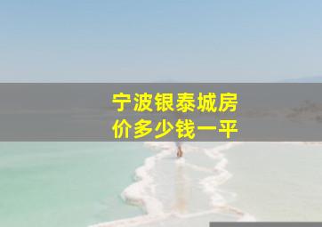 宁波银泰城房价多少钱一平