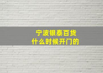 宁波银泰百货什么时候开门的