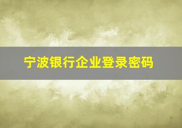 宁波银行企业登录密码