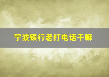 宁波银行老打电话干嘛