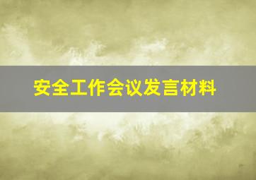 安全工作会议发言材料