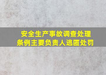 安全生产事故调查处理条例主要负责人逃匿处罚