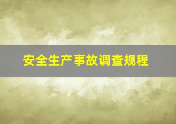 安全生产事故调查规程