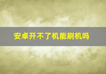 安卓开不了机能刷机吗