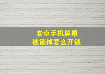 安卓手机屏幕被锁掉怎么开锁