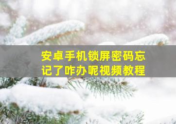 安卓手机锁屏密码忘记了咋办呢视频教程