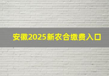 安徽2025新农合缴费入口